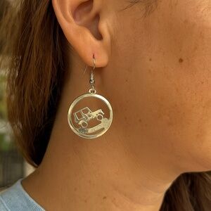 Off Road Vehicle Earrings Silvertone wire pierced new